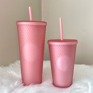 2 Studded Starbucks Tumblers- Venti & Grande Pink Lemonade Valentines 2022